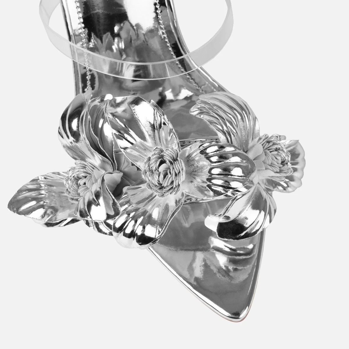 Acacia Silver Clear Flower Mules - Image 4