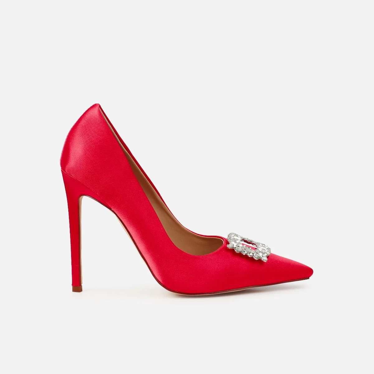 Sparks Red Satin Diamante Court Shoes - Image 2