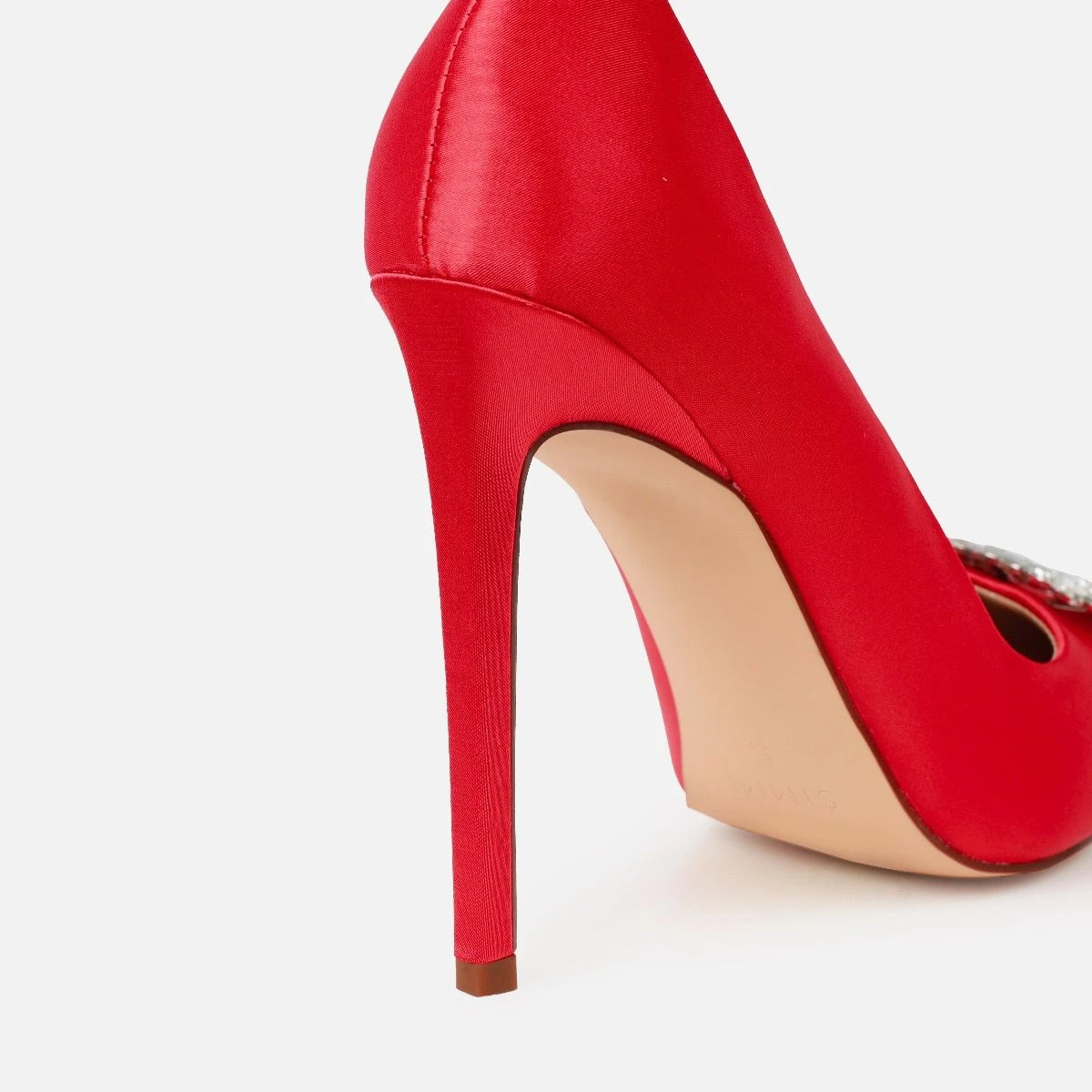 Sparks Red Satin Diamante Court Shoes - Image 3
