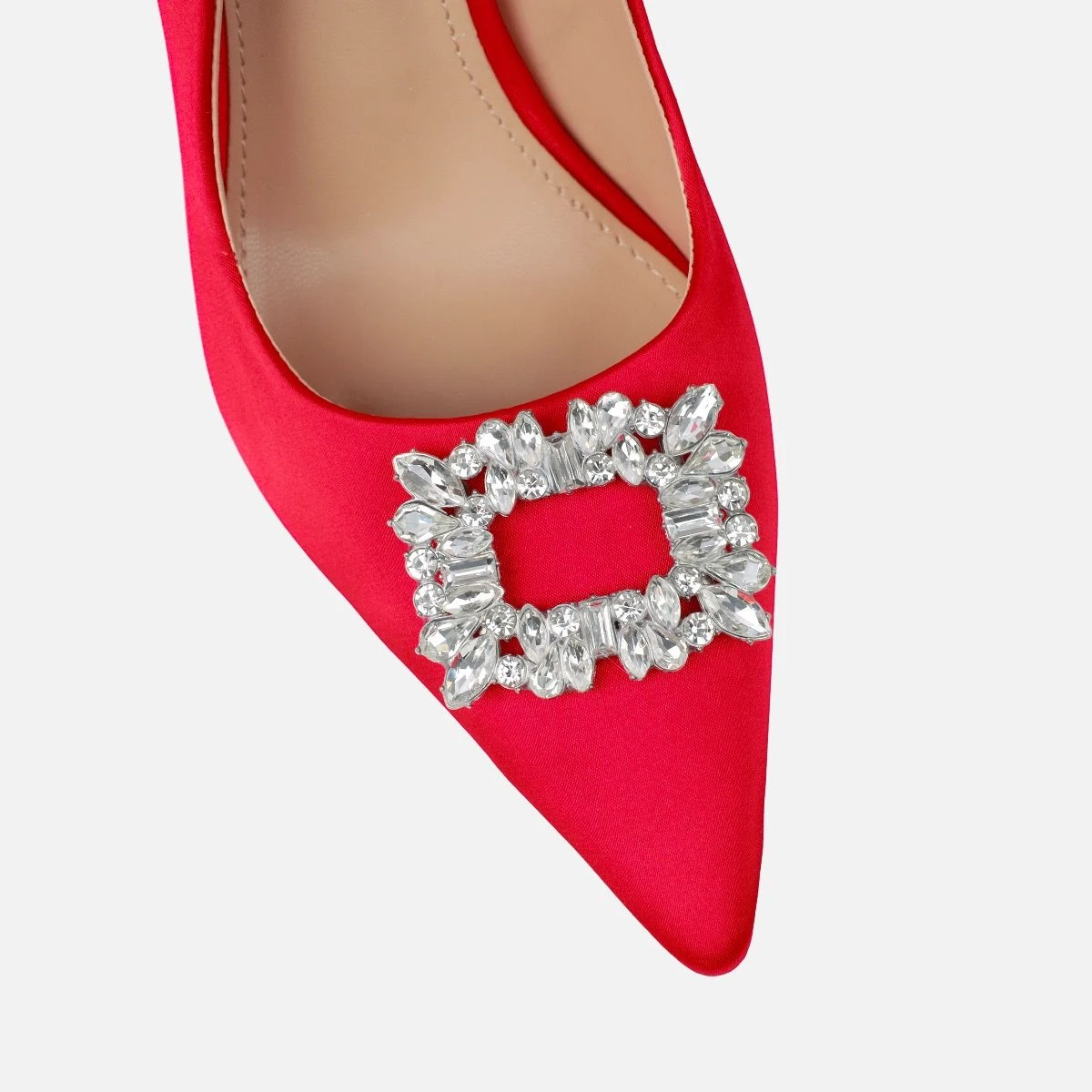 Sparks Red Satin Diamante Court Shoes - Image 4
