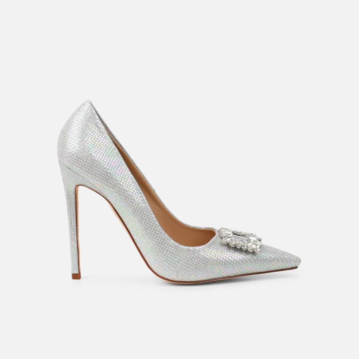 Sparks Silver Shimmer Diamante Court Shoes - Image 2