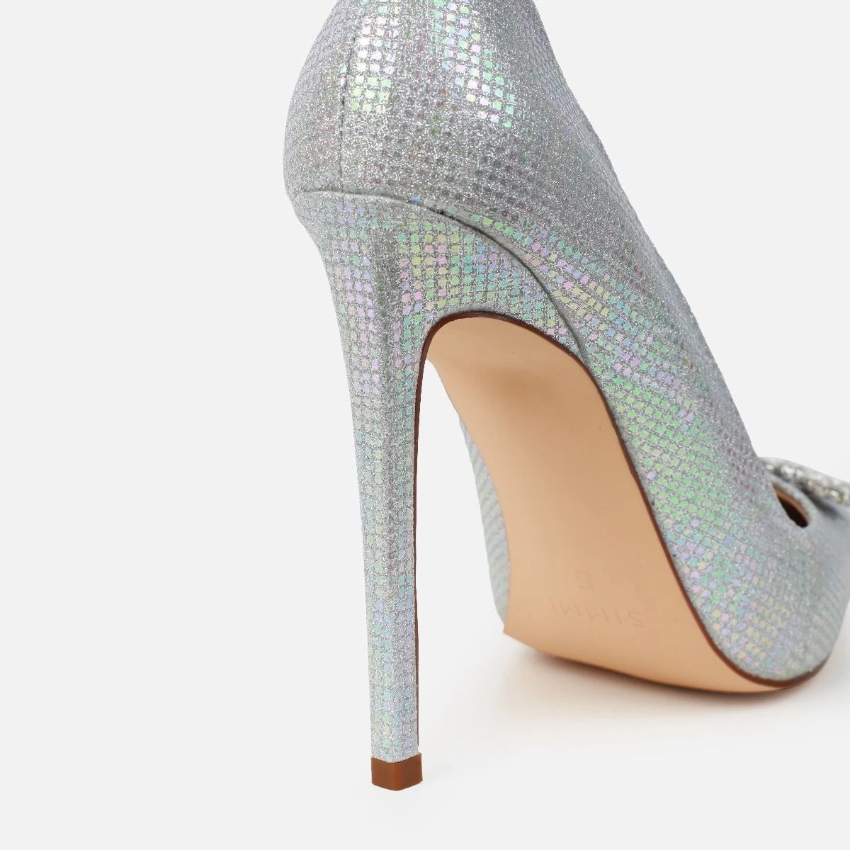 Sparks Silver Shimmer Diamante Court Shoes - Image 3