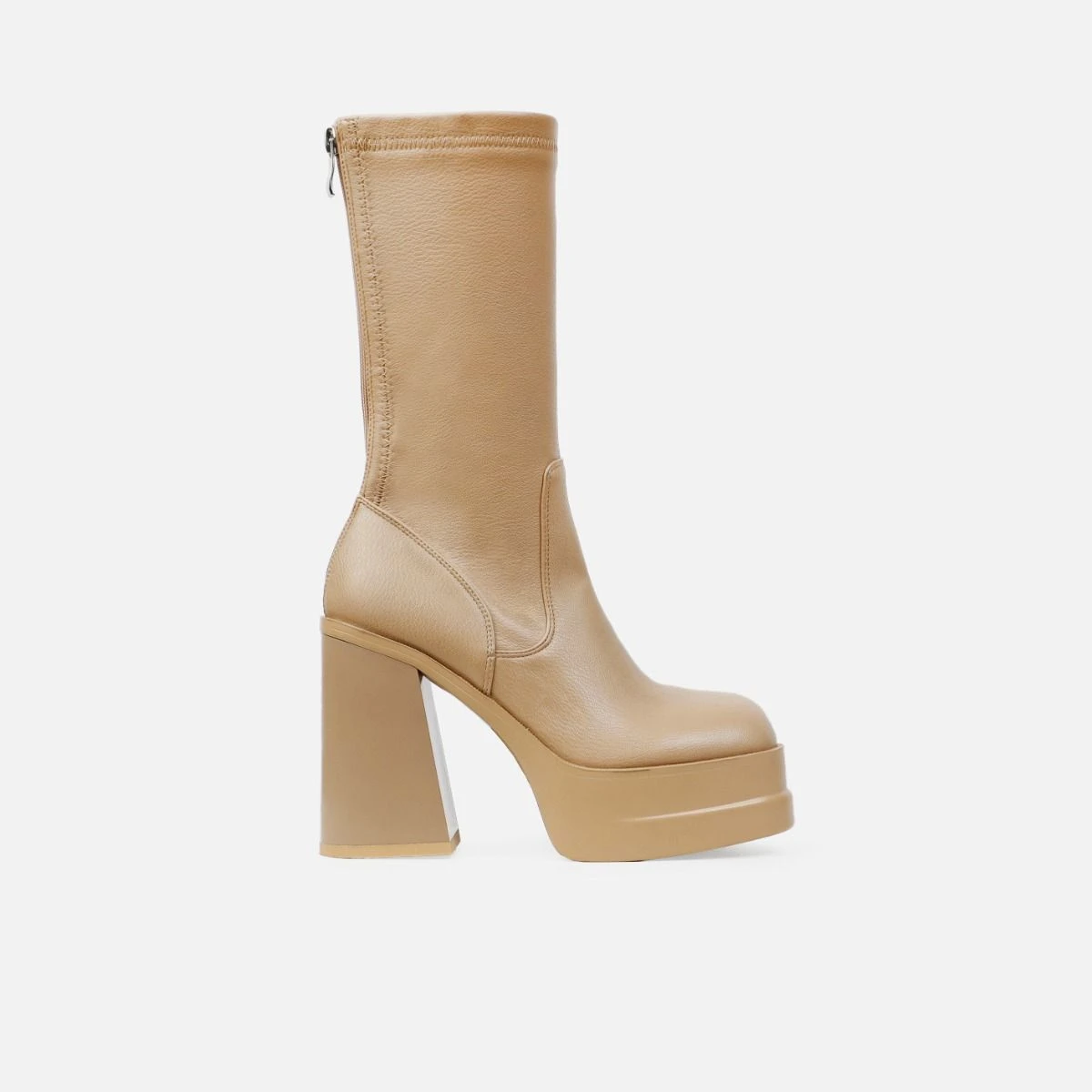 Ahariah Nude Platform Block Heel Ankle Boots - Image 2