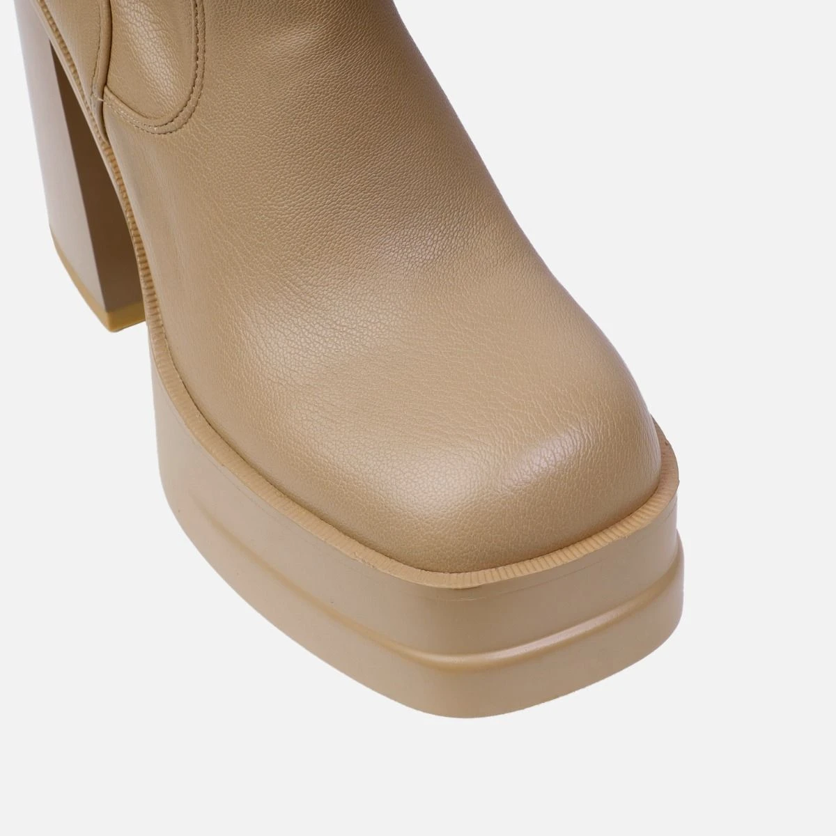 Ahariah Nude Platform Block Heel Ankle Boots - Image 3