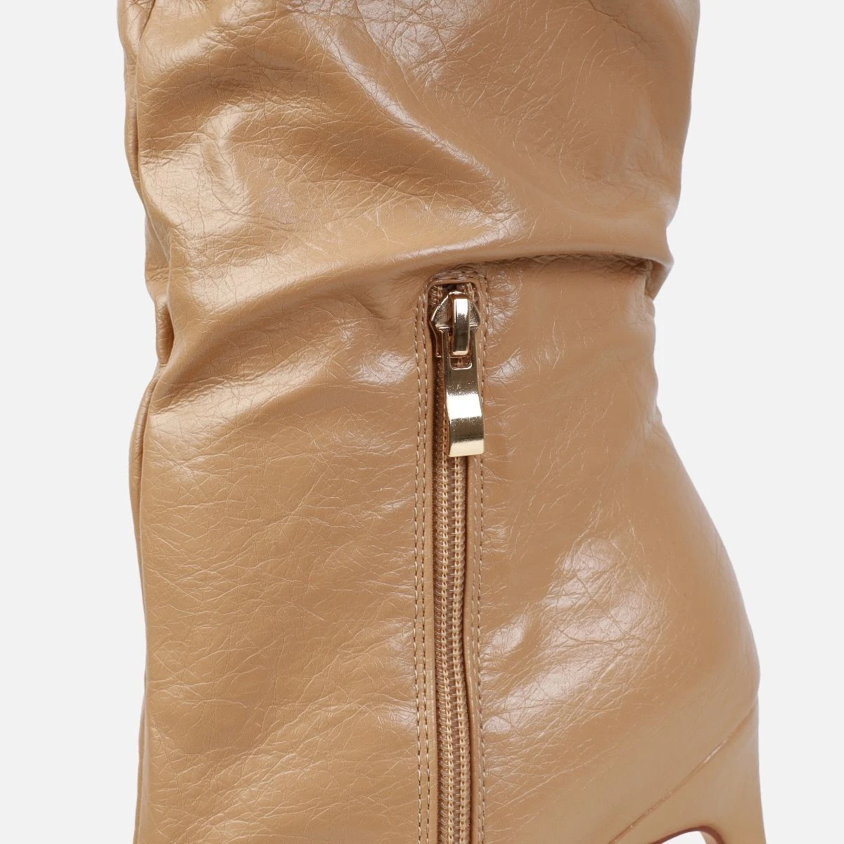 Ailla Camel Pointed Toe Stiletto Thigh High Boots - Image 3