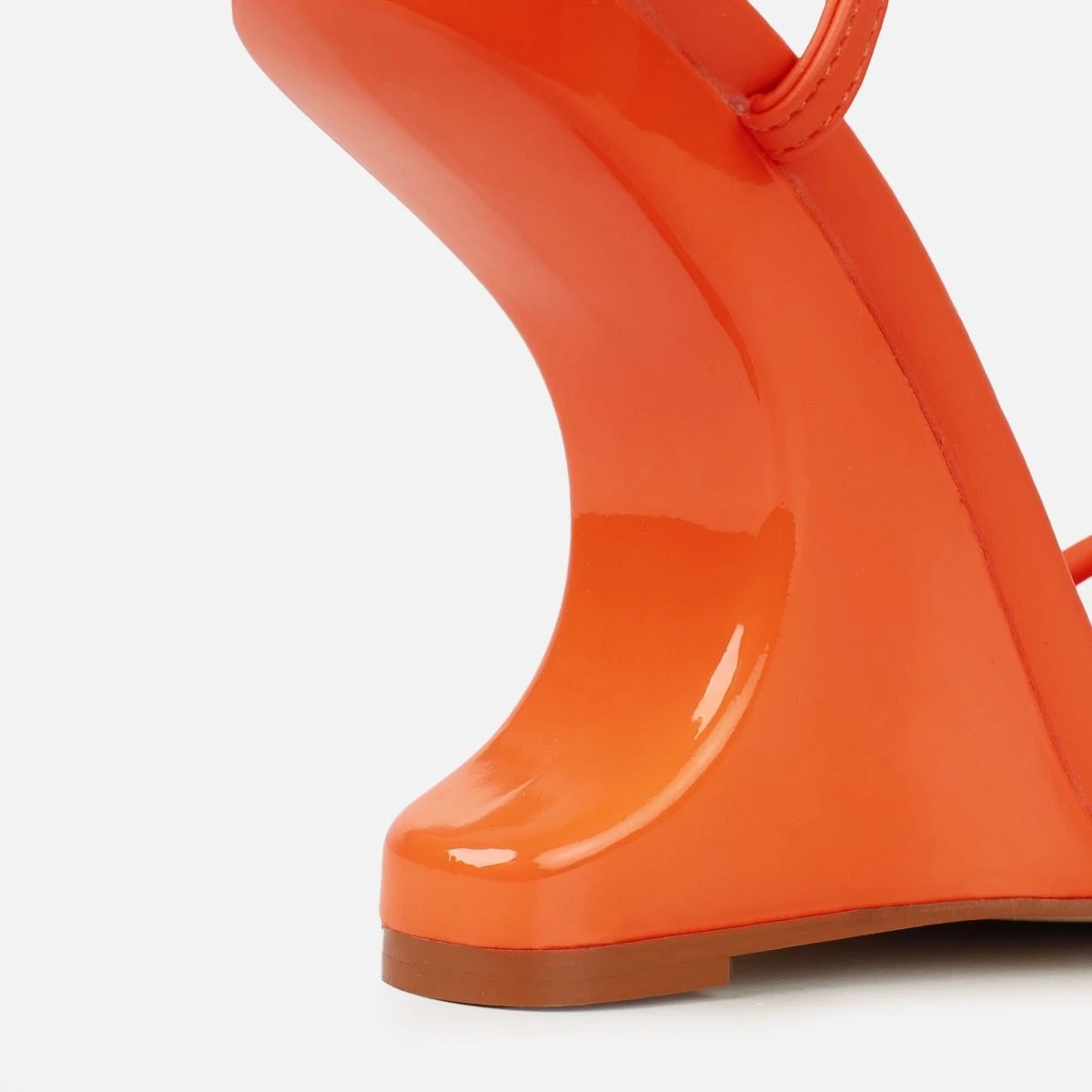 Aja Orange Square Toe Strappy Patent Wedges - Image 3