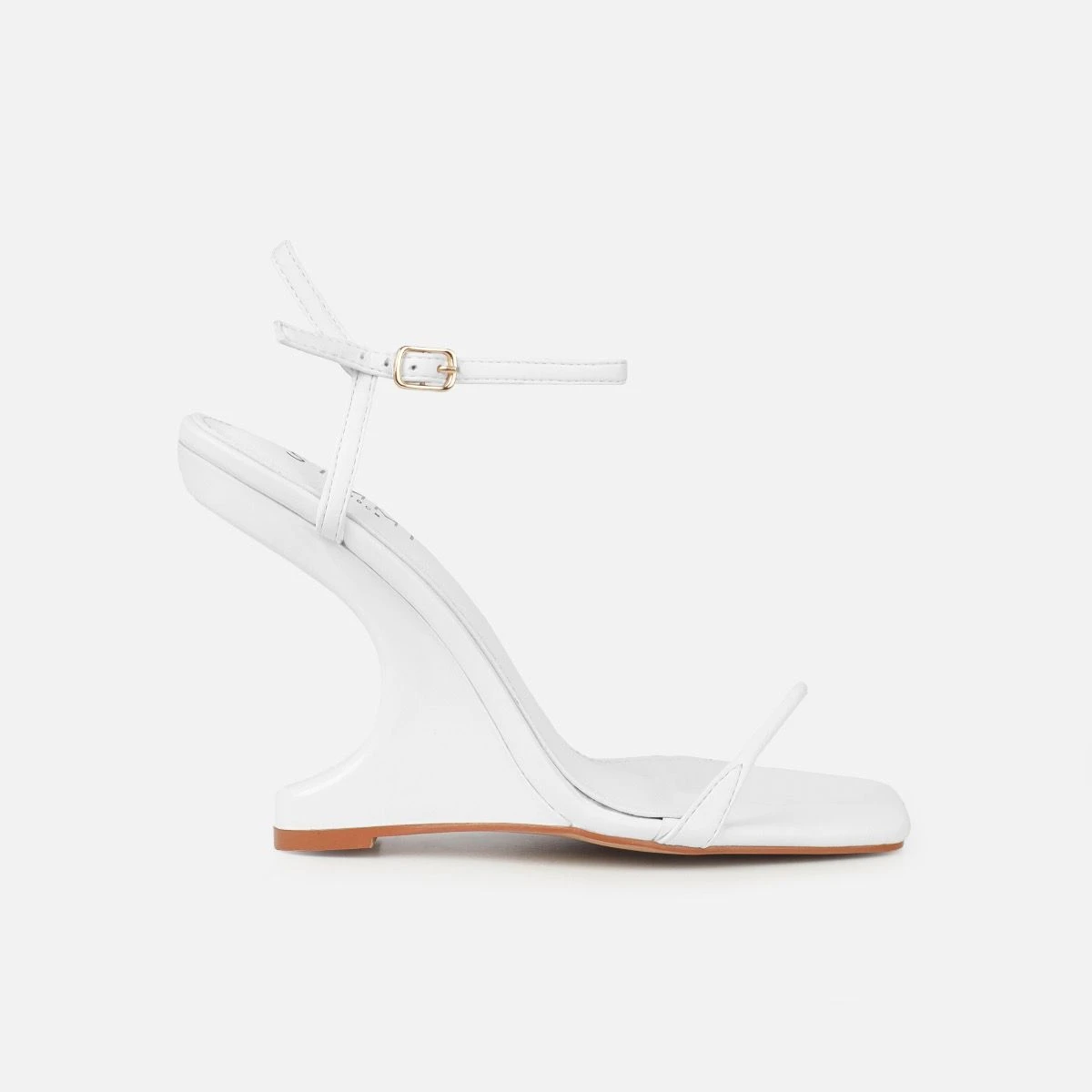 Aja White Square Toe Strappy Patent Wedges - Image 2
