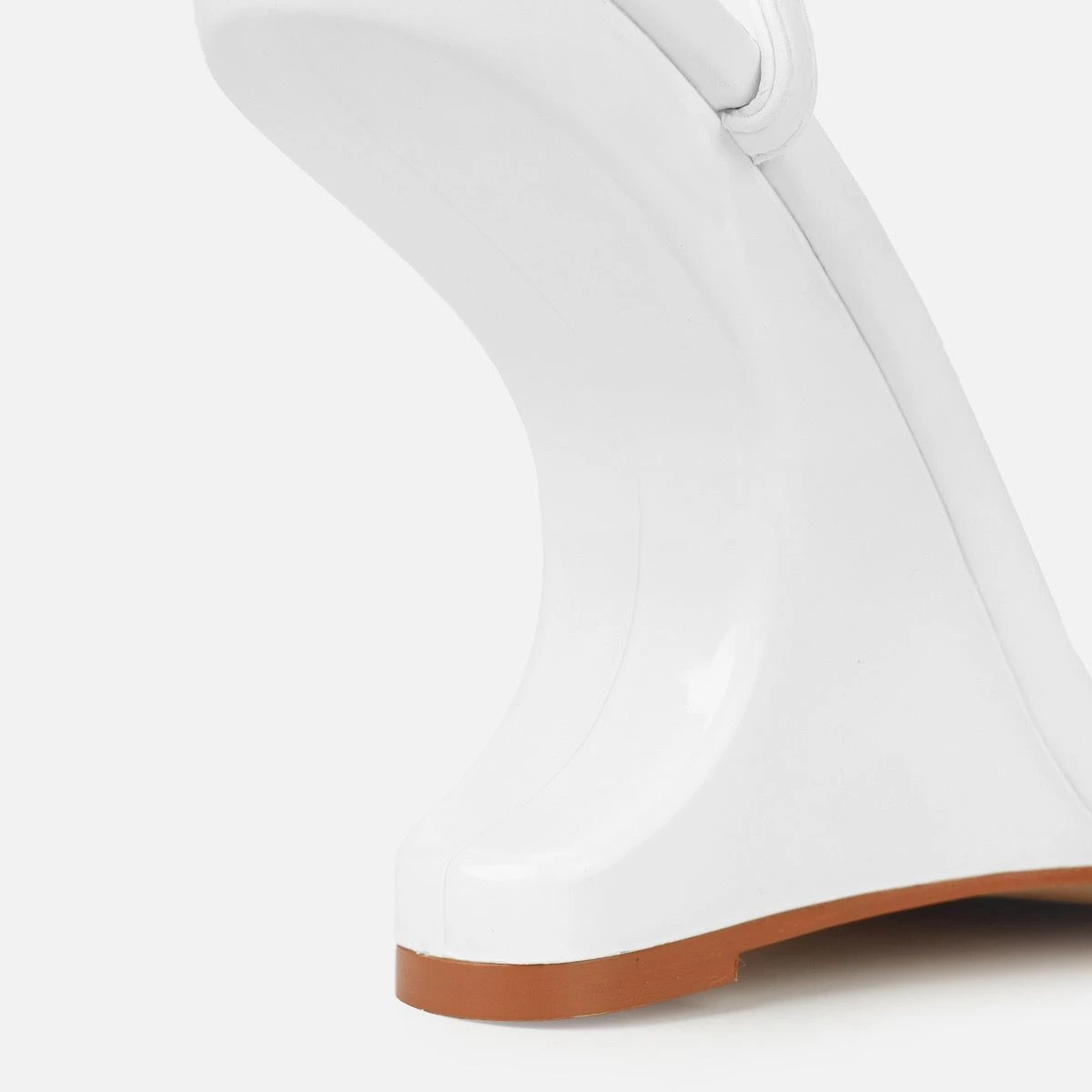 Aja White Square Toe Strappy Patent Wedges - Image 3