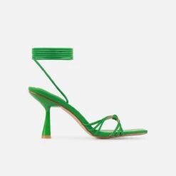 Alami Green Lace Up Mid Heels