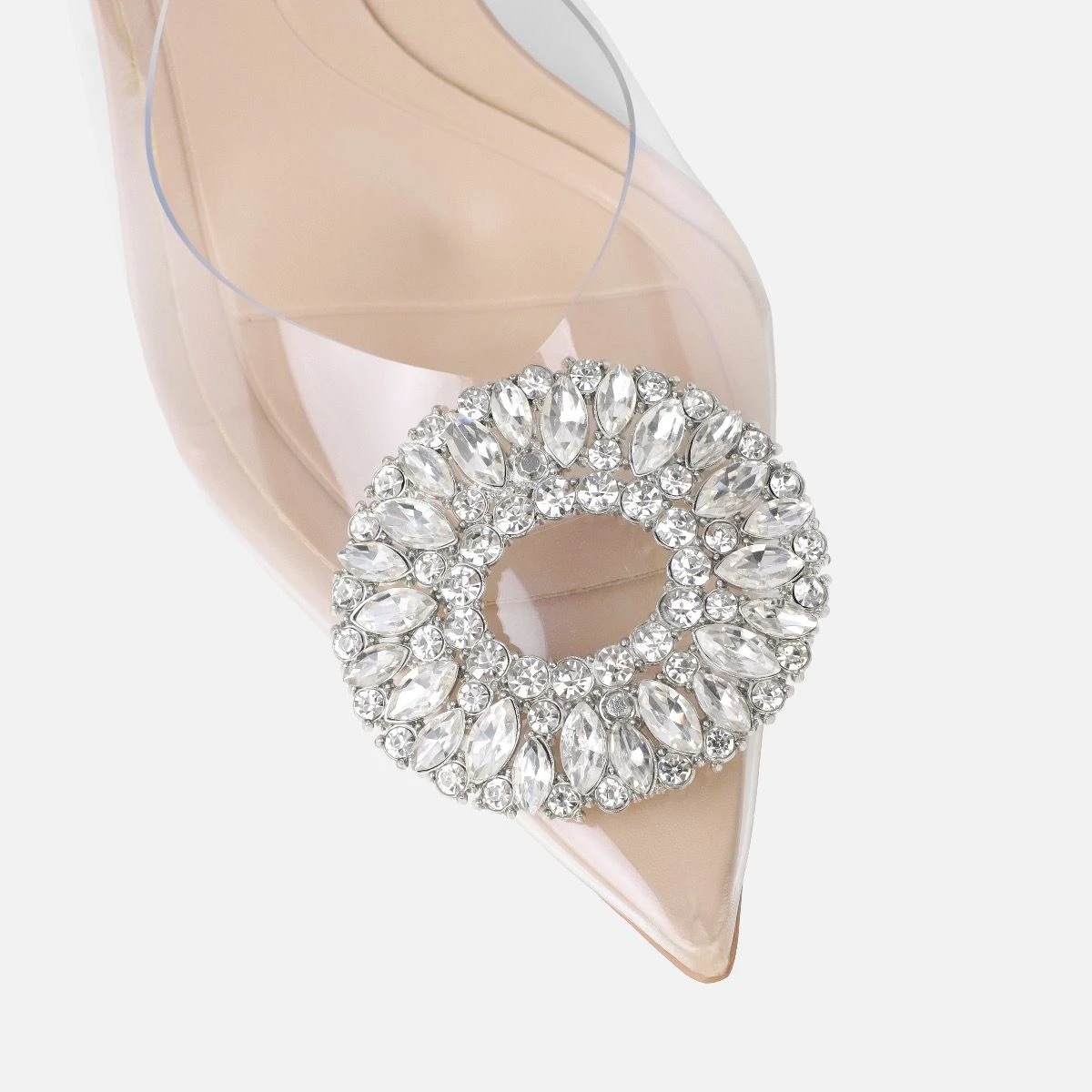 Alanis Nude Clear Diamante Slingback Mid Heel Courts - Image 4