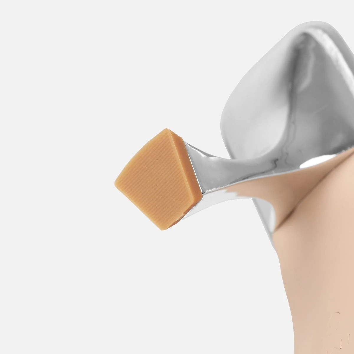 Alanis Silver Clear Diamante Slingback Mid Heel Courts - Image 3