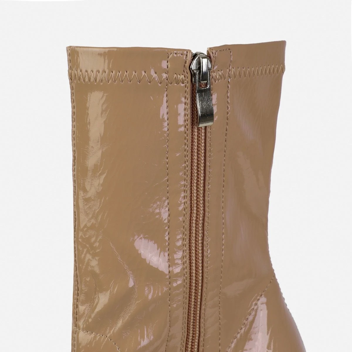 Kerera Nude Crinkle Patent Platform Block Ankle Boots - Image 3