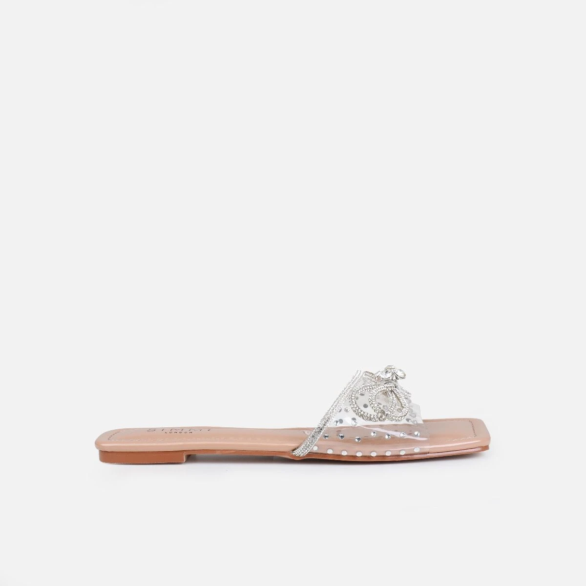 Senga Nude Diamante Bow Flat Sandals - Image 2