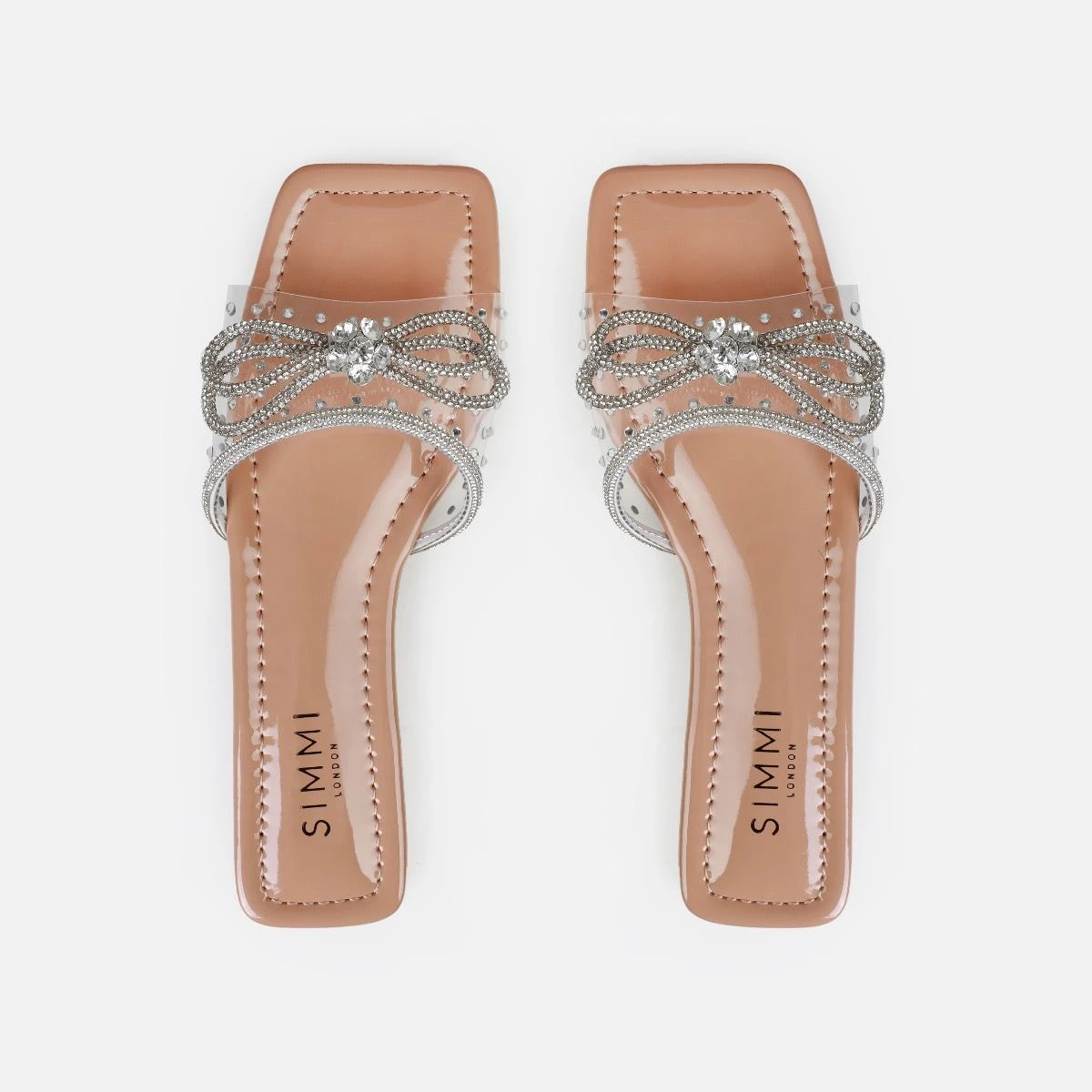 Senga Nude Diamante Bow Flat Sandals - Image 3