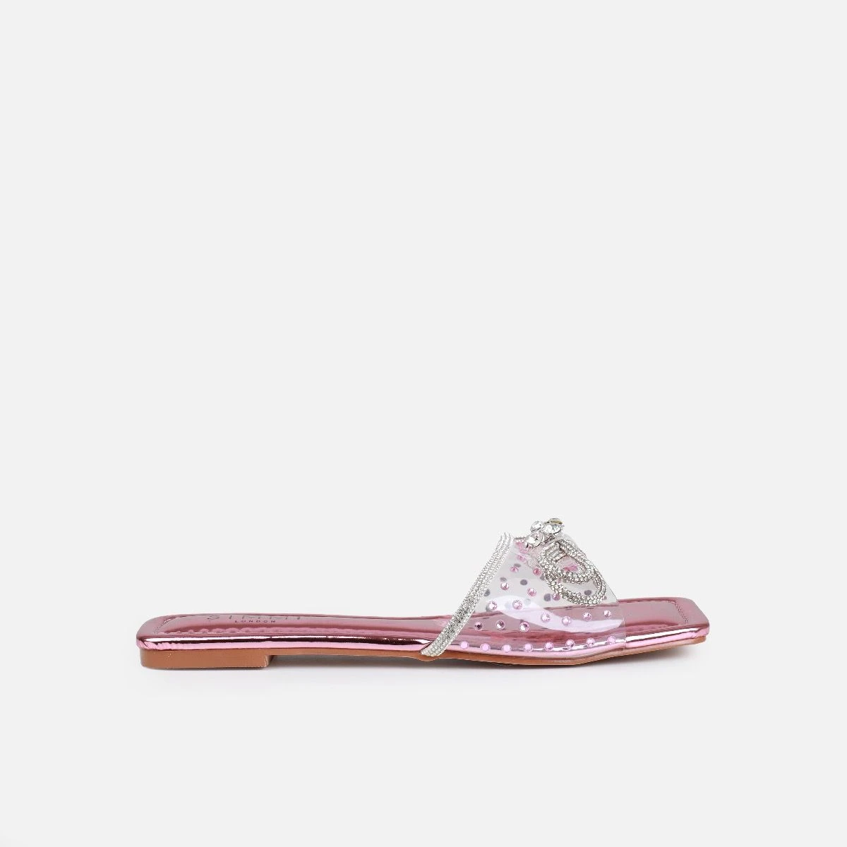 Senga Pink Diamante Bow Flat Sandals - Image 2