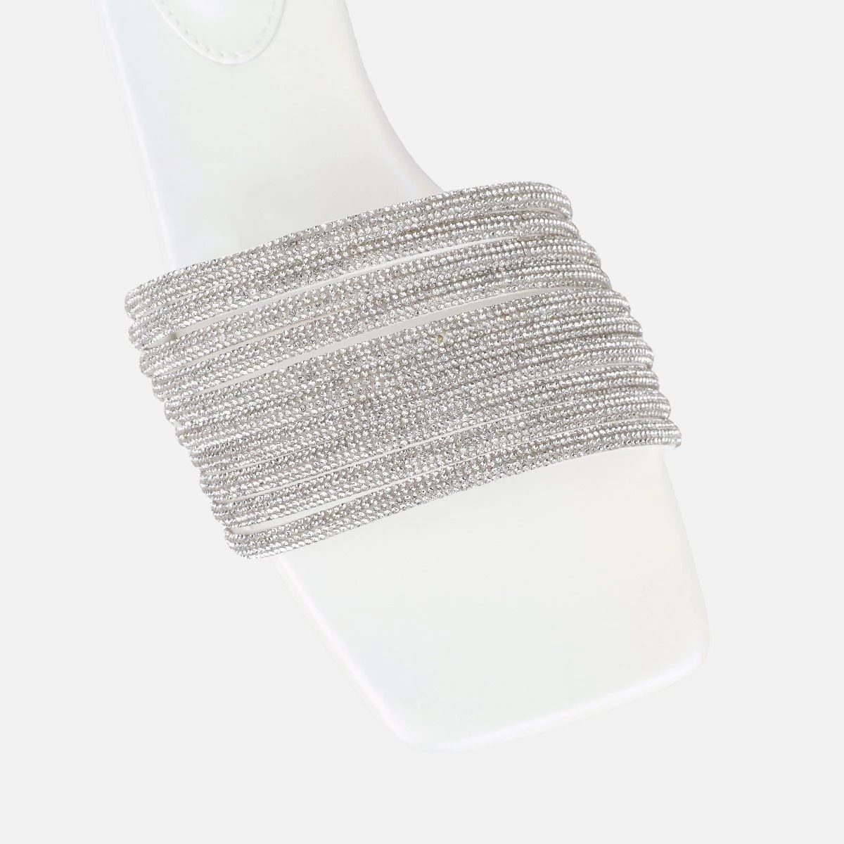 Bethan White Pearled Diamante Flat Sandals - Image 4