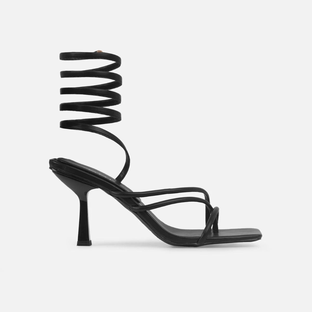 Tasha Ghouri Alisa Black Spiral Mid Heels - Image 2