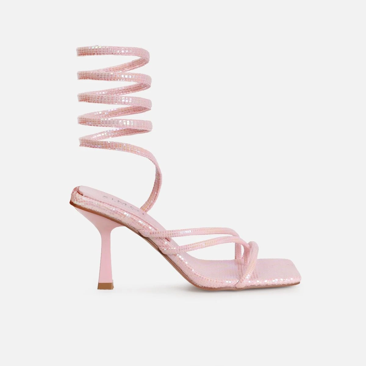 Alisa Pink Iridescent Spiral Mid Heels - Image 2