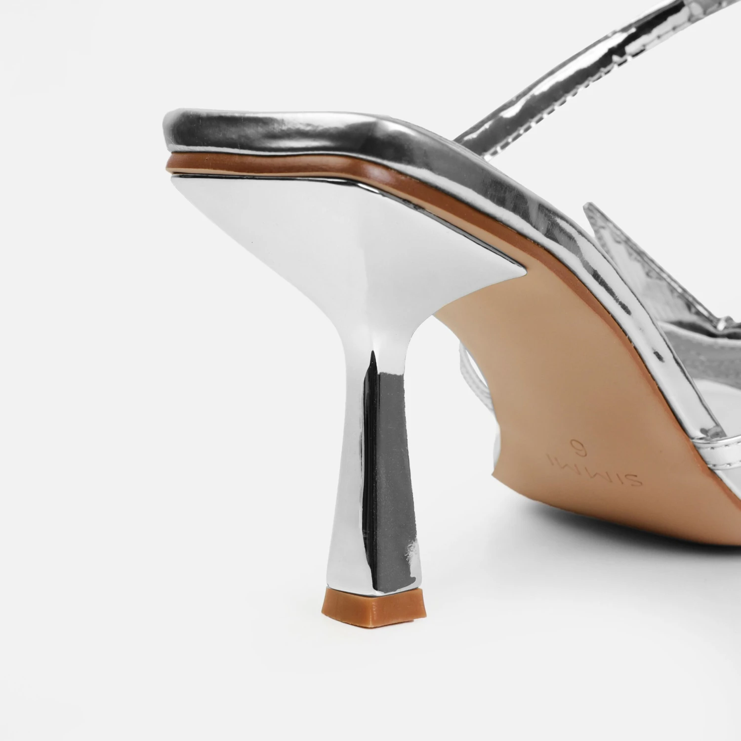 Marinah Silver Mirror Butterfly Spiral Mid Heels - Image 4