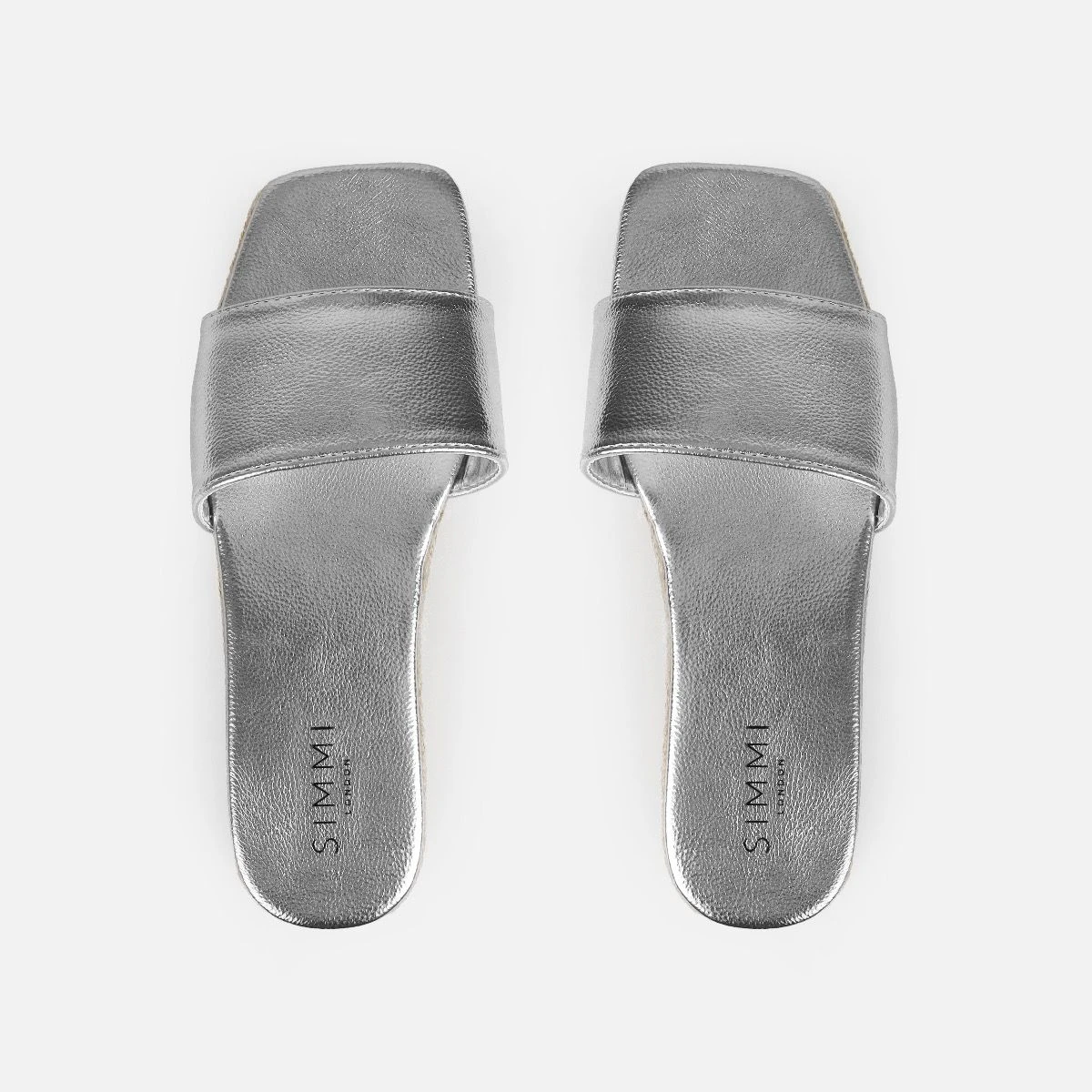 Alohi Silver Cracked Espadrille Flatform Slides - Image 3