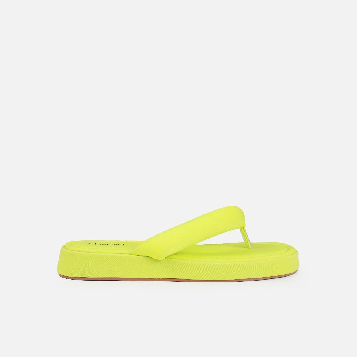 Tasha Ghouri Rowena Lime Green Lycra Toe Thong Flatform Sandals - Image 3