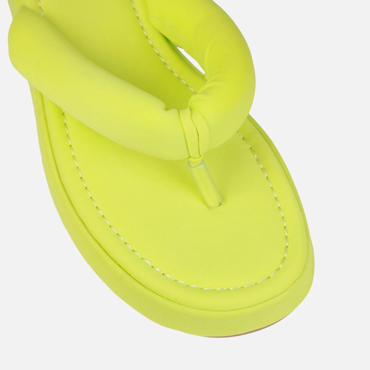 Tasha Ghouri Rowena Lime Green Lycra Toe Thong Flatform Sandals - Image 4