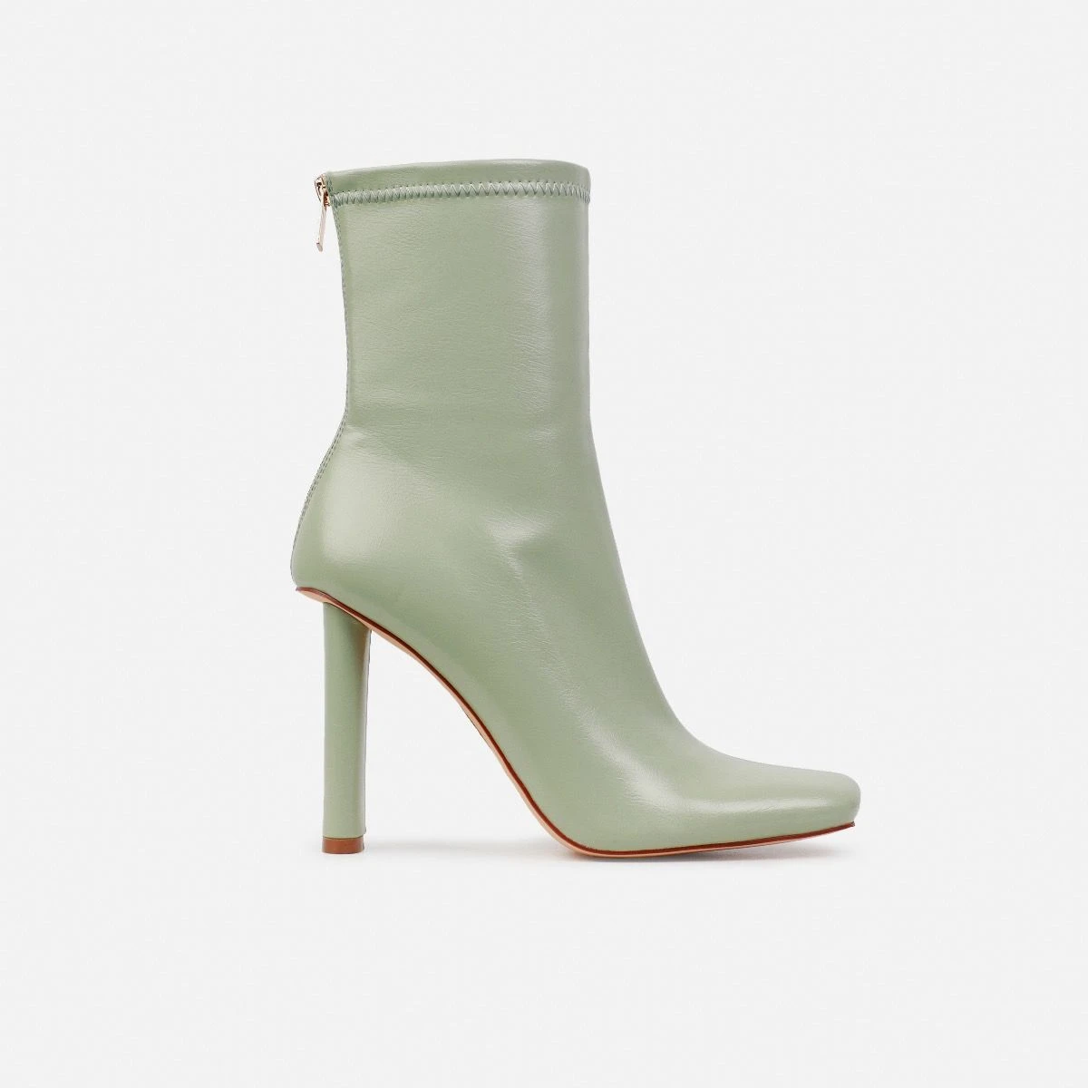 Amor Sage Green Slim Block Heel Ankle Boots - Image 2