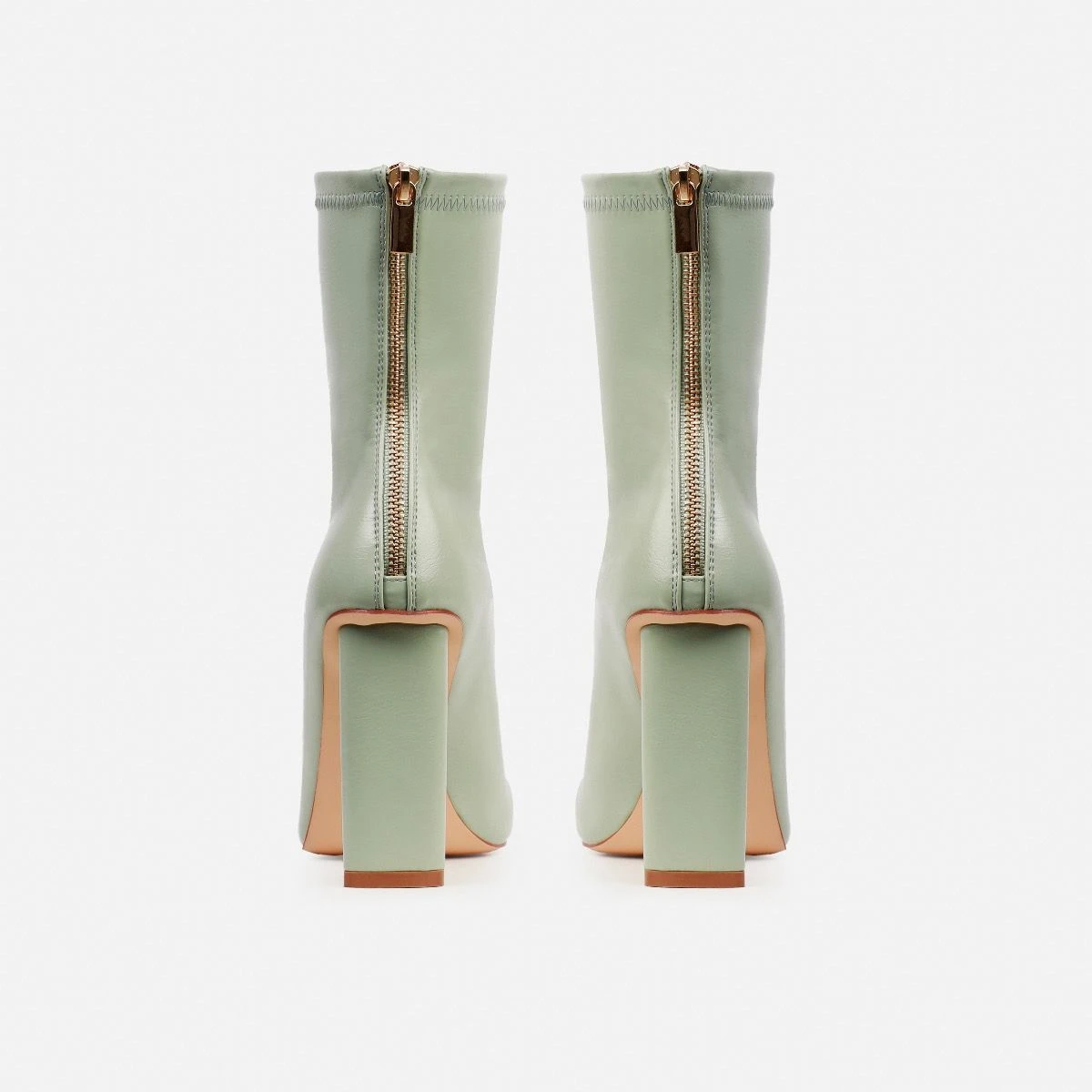 Amor Sage Green Slim Block Heel Ankle Boots - Image 3