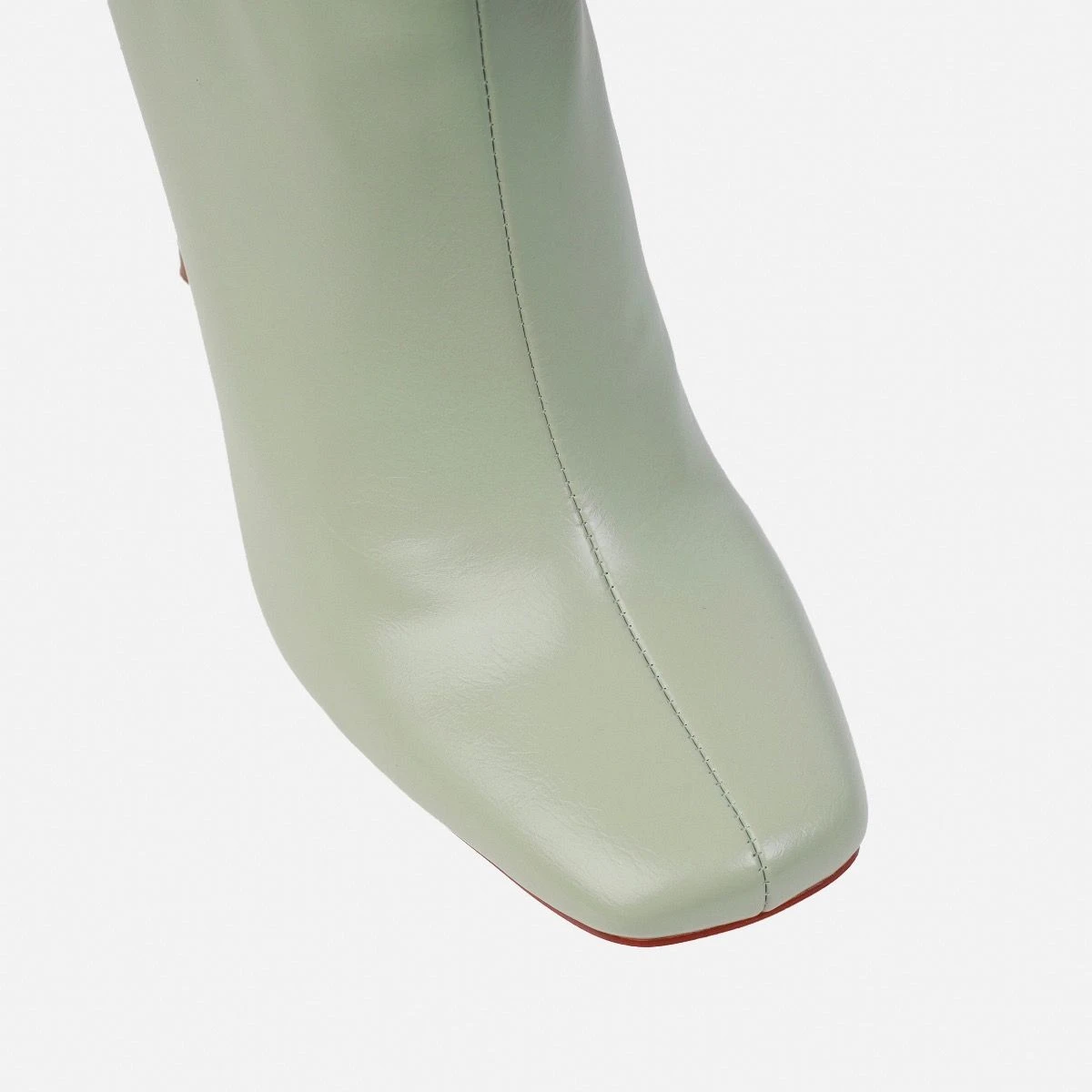 Amor Sage Green Slim Block Heel Ankle Boots - Image 4
