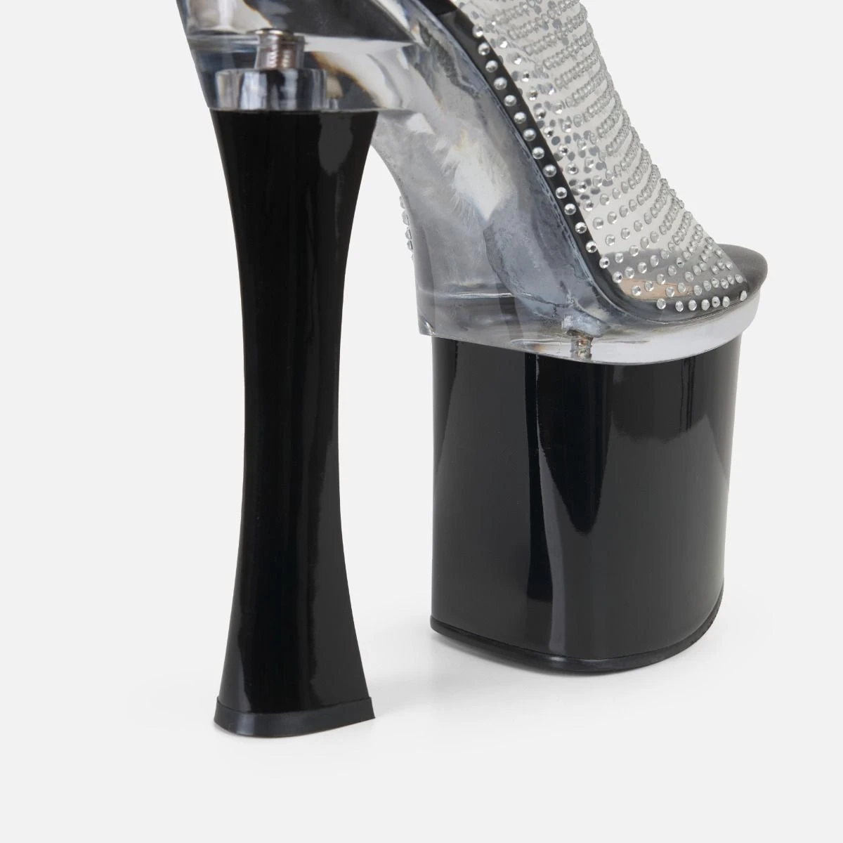 Angel Black Diamante Clear Platform High Heel Mules - Image 5