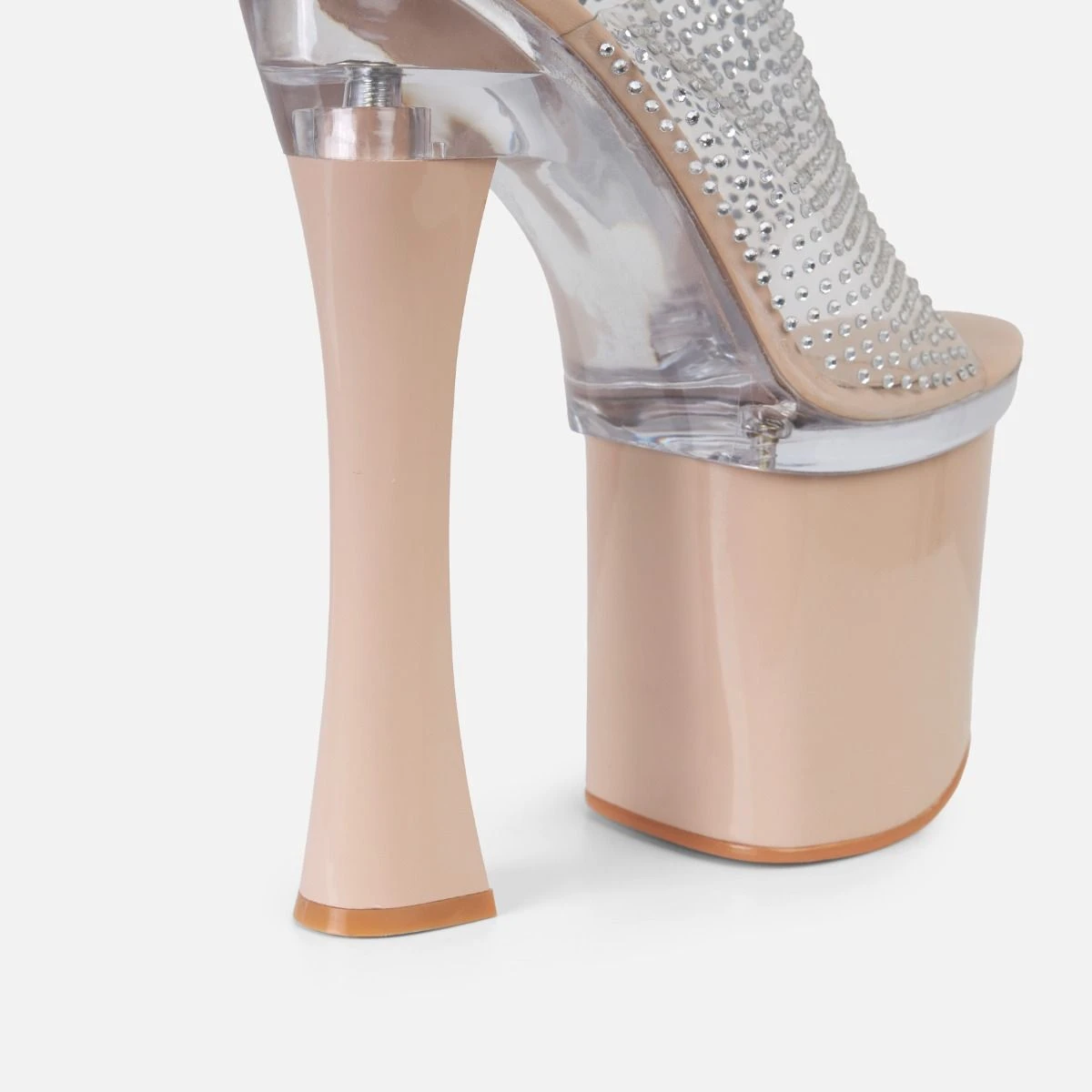 Angel Nude Diamante Clear Platform High Heel Mules - Image 4