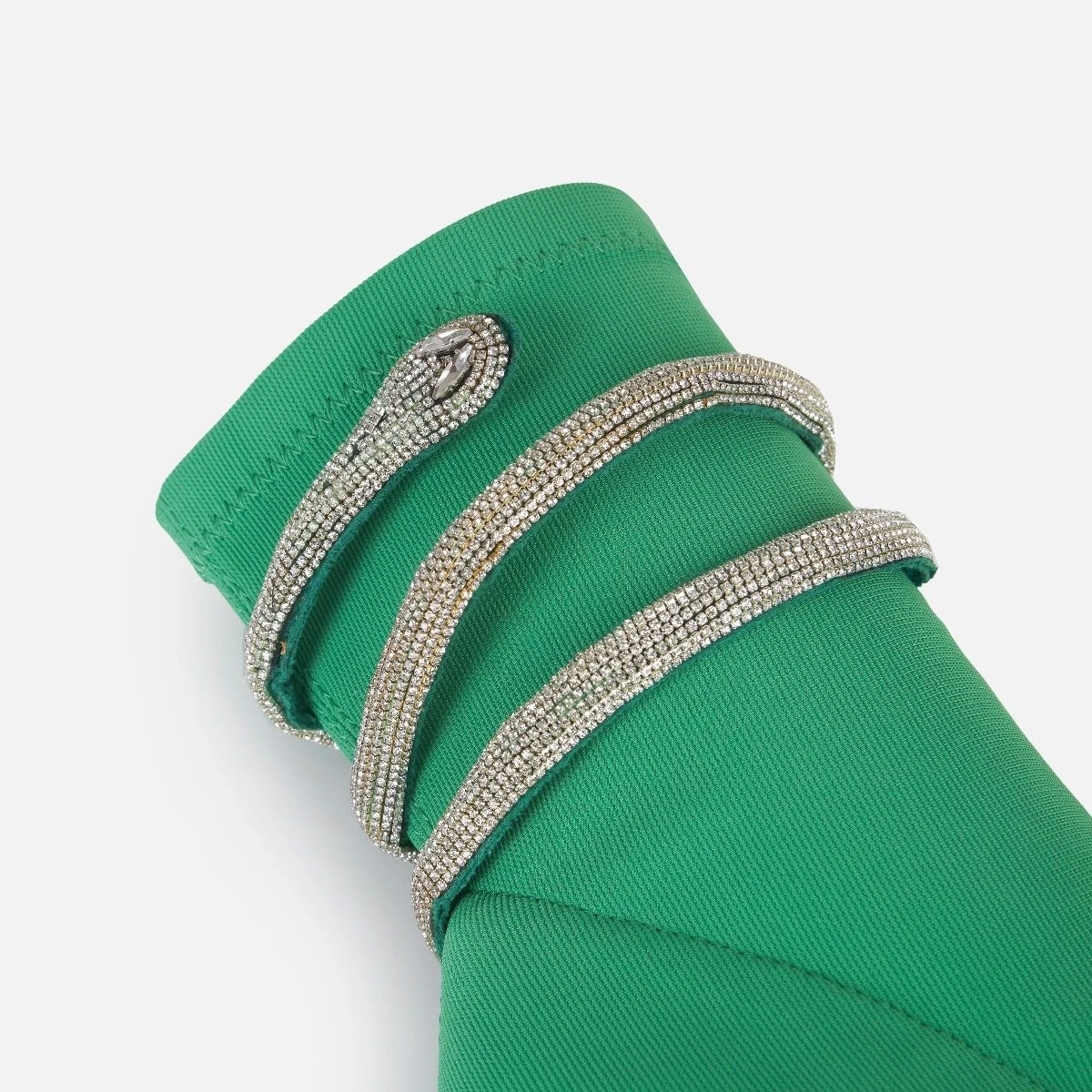 Caspian Green Lycra Diamante Wrap Ankle Boots - Image 4