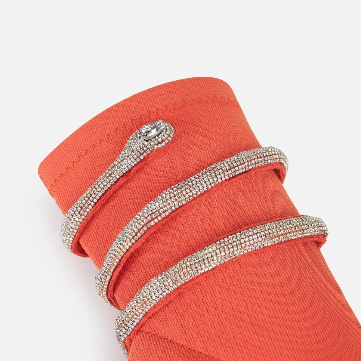 Caspian Orange Lycra Diamante Wrap Ankle Boots - Image 4