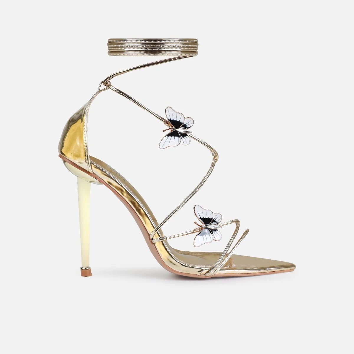 Aponi Gold Butterfly Lace Up Heels - Image 2