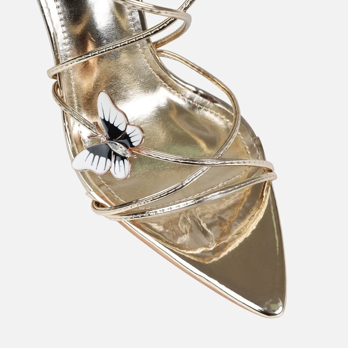 Aponi Gold Butterfly Lace Up Heels - Image 4