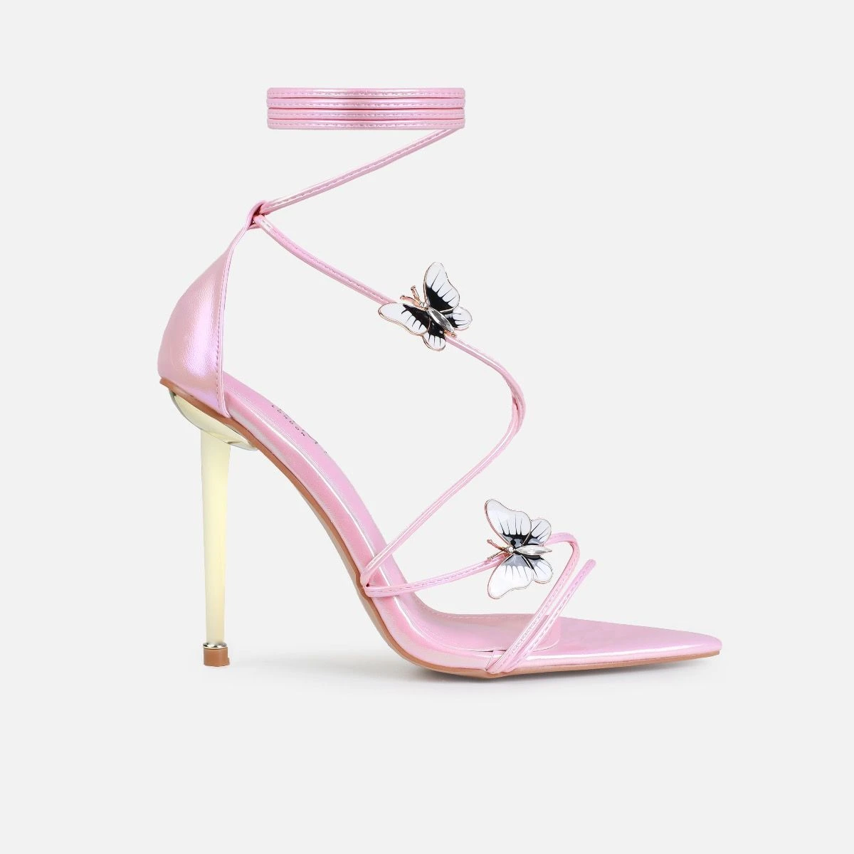 Aponi Pink Butterfly Lace Up Heels - Image 2