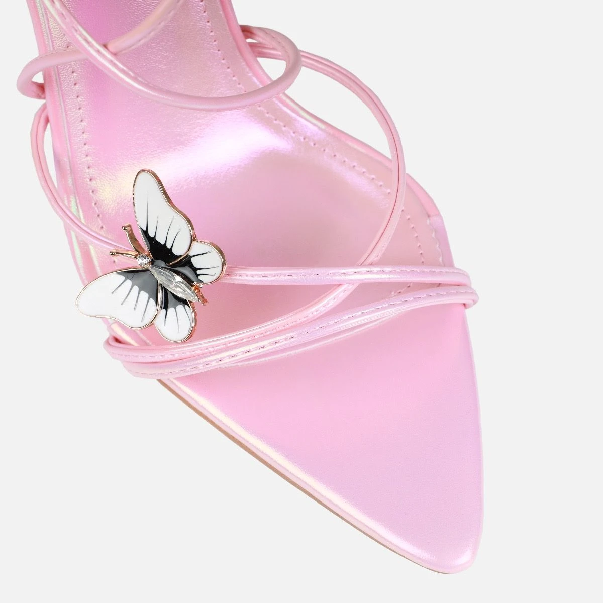 Aponi Pink Butterfly Lace Up Heels - Image 4