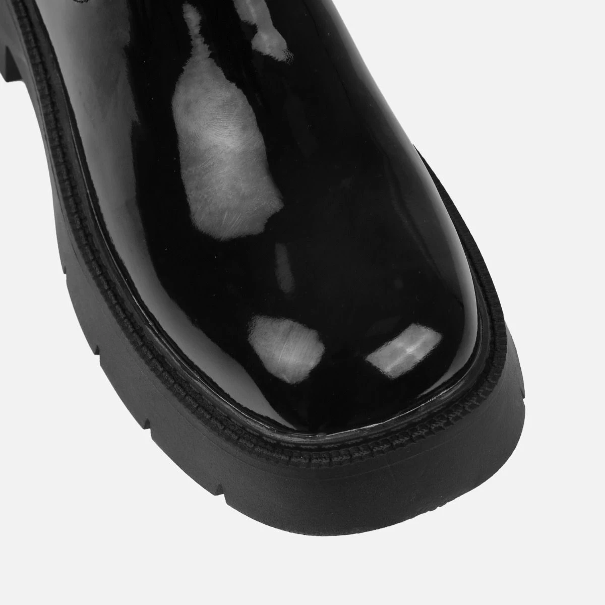 Clive Black Patent Chunky Ankle Boots - Image 4