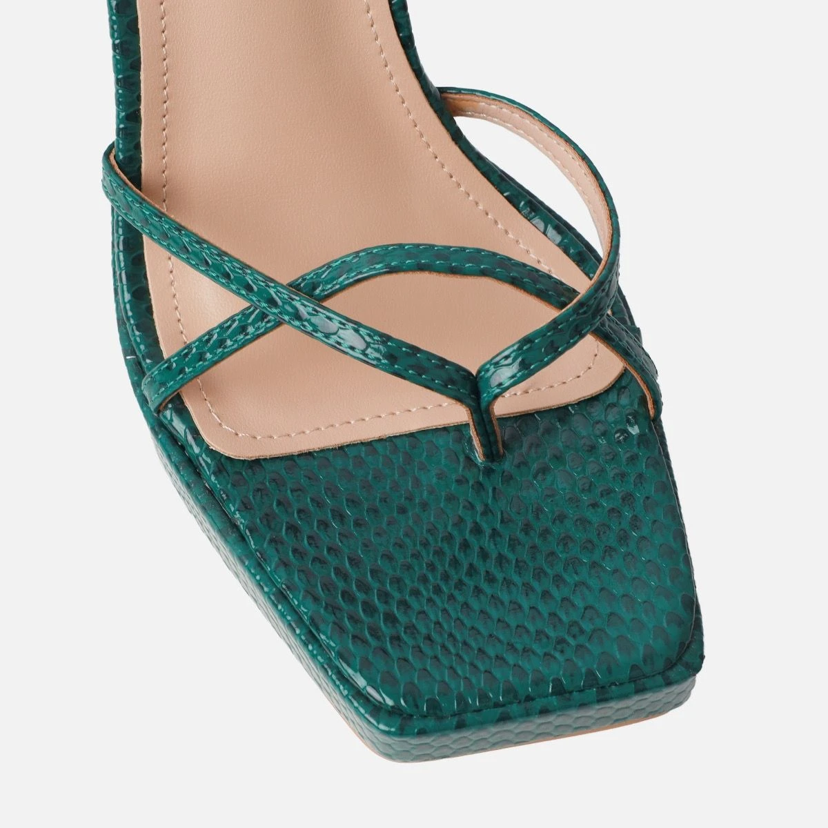 Salma Green Faux Snake Print Platform Heels - Image 4