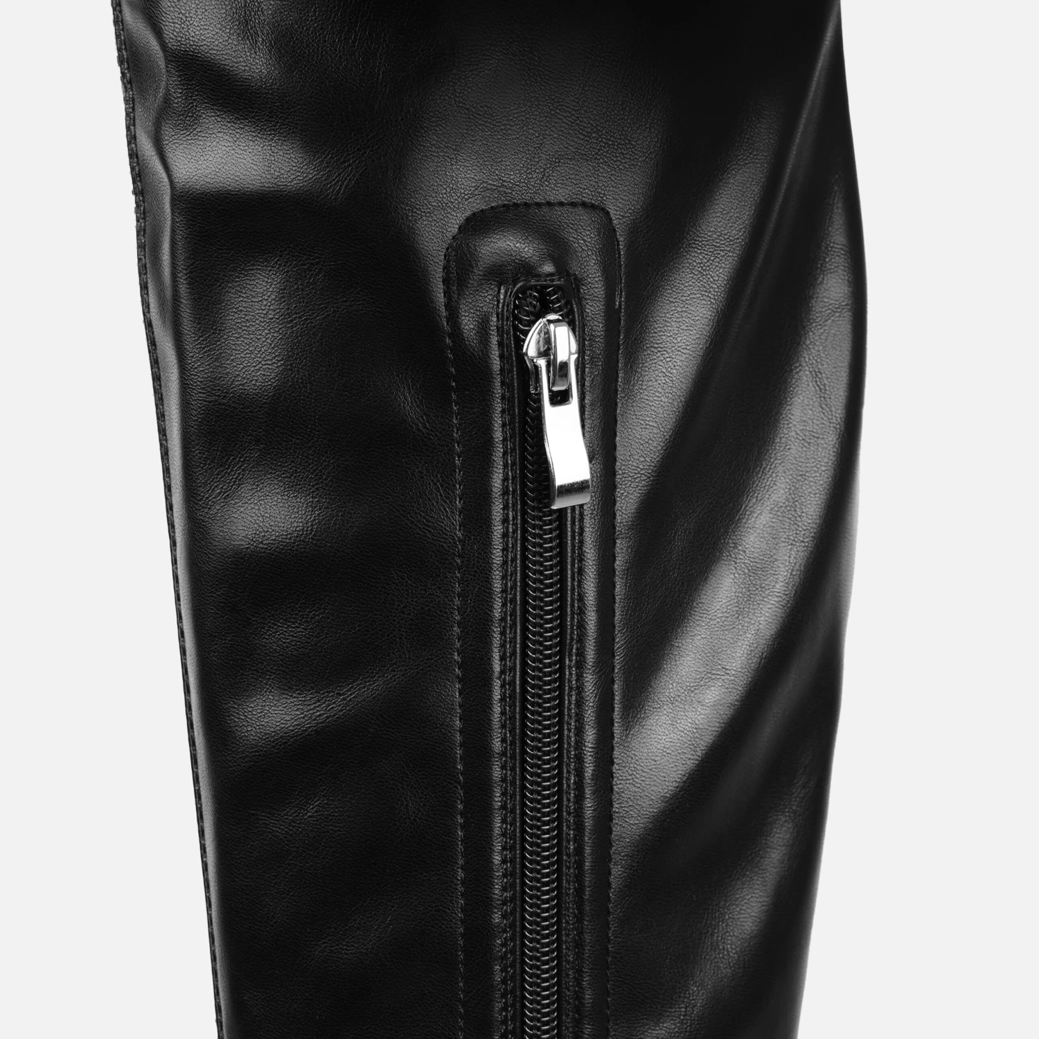 Aviva Black Platform Block Heel Thigh High Boots - Image 4