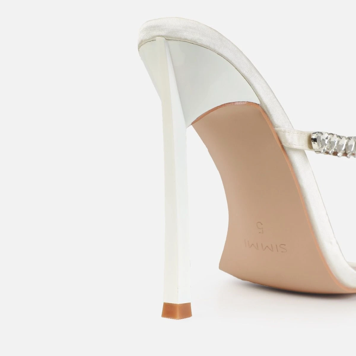 Dionne Crowe Eternal Ivory Satin Heart Diamante Mules - Image 3