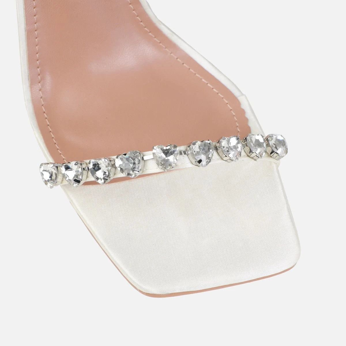 Dionne Crowe Eternal Ivory Satin Heart Diamante Mules - Image 4