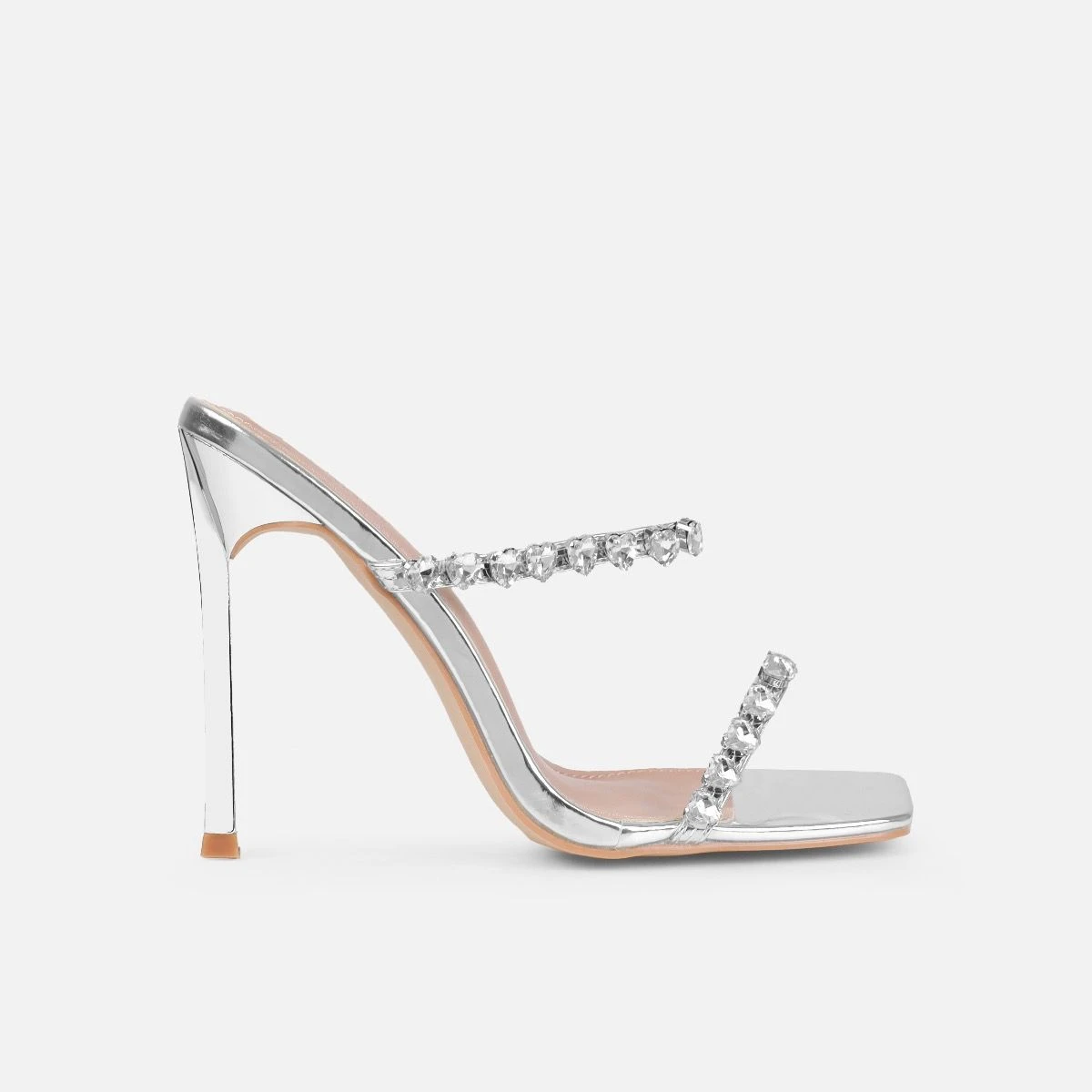 Dionne Crowe Eternal Silver Heart Diamante Mules - Image 2