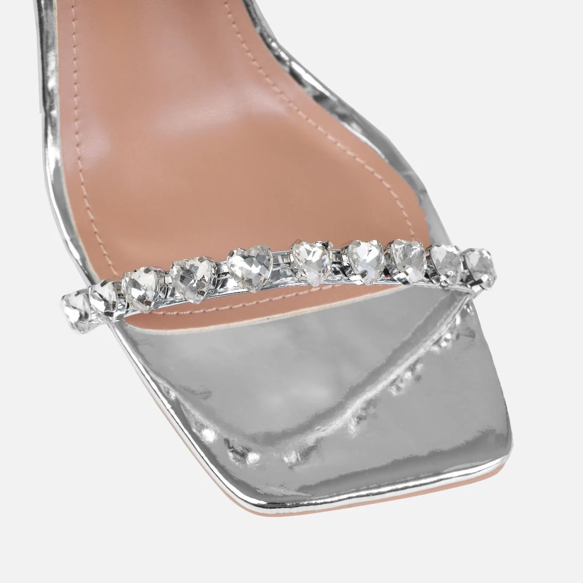 Dionne Crowe Eternal Silver Heart Diamante Mules - Image 4