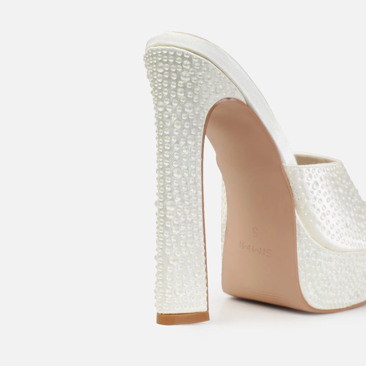 Dionne Crowe Fondant Ivory Satin Droplet Platform Mules - Image 3