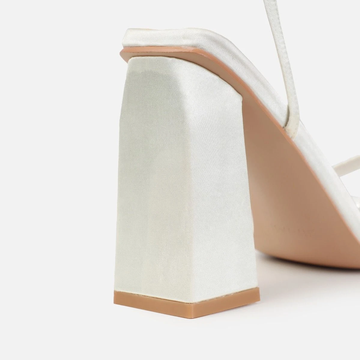 Dionne Crowe Favor Ivory Satin Strappy Block Heels - Image 3