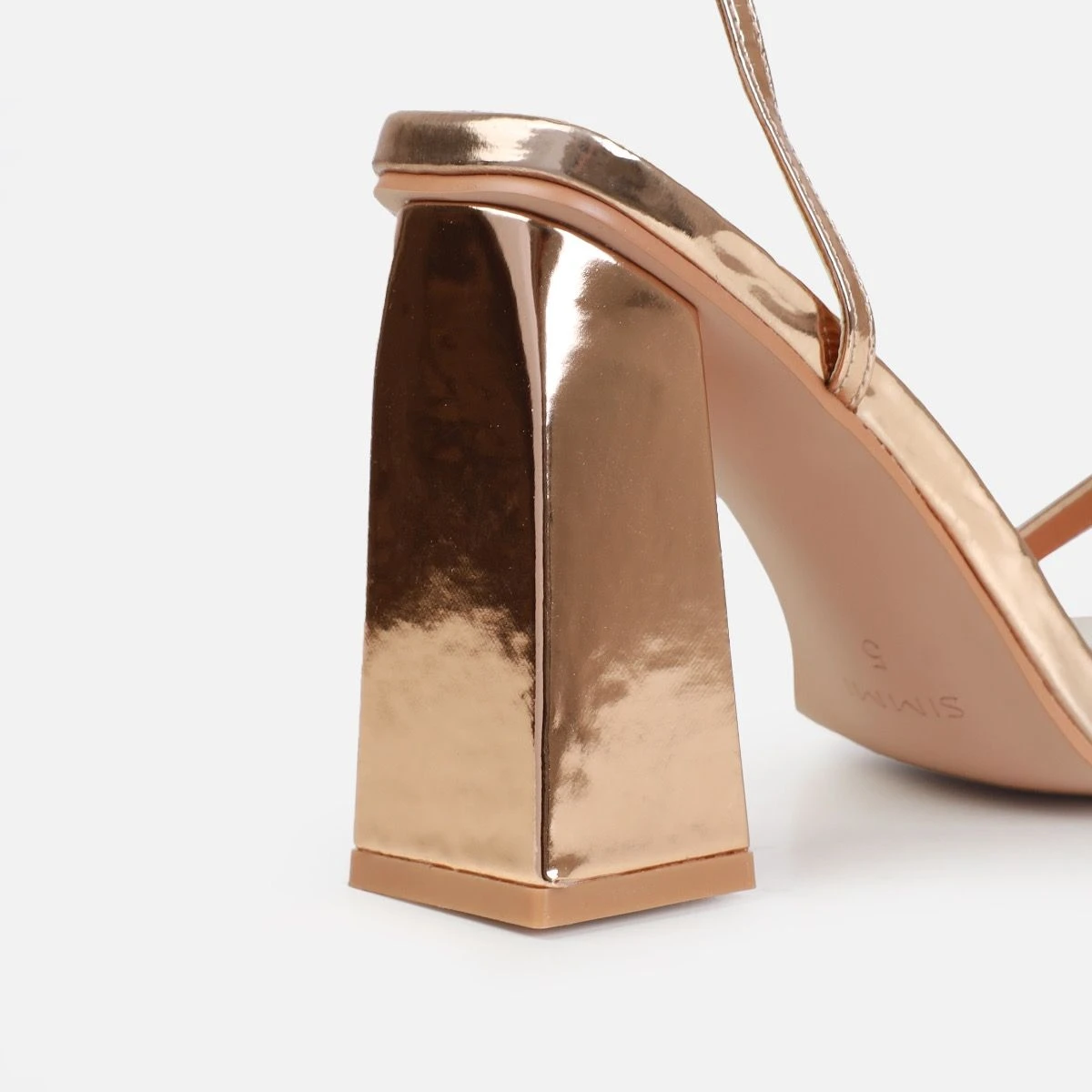 Dionne Crowe Favor Rose Gold Strappy Block Heels - Image 3
