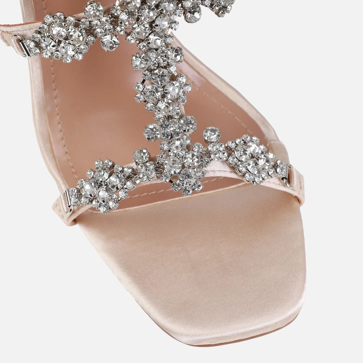 Dionne Crowe Beau Champagne Satin Diamante Heels - Image 4
