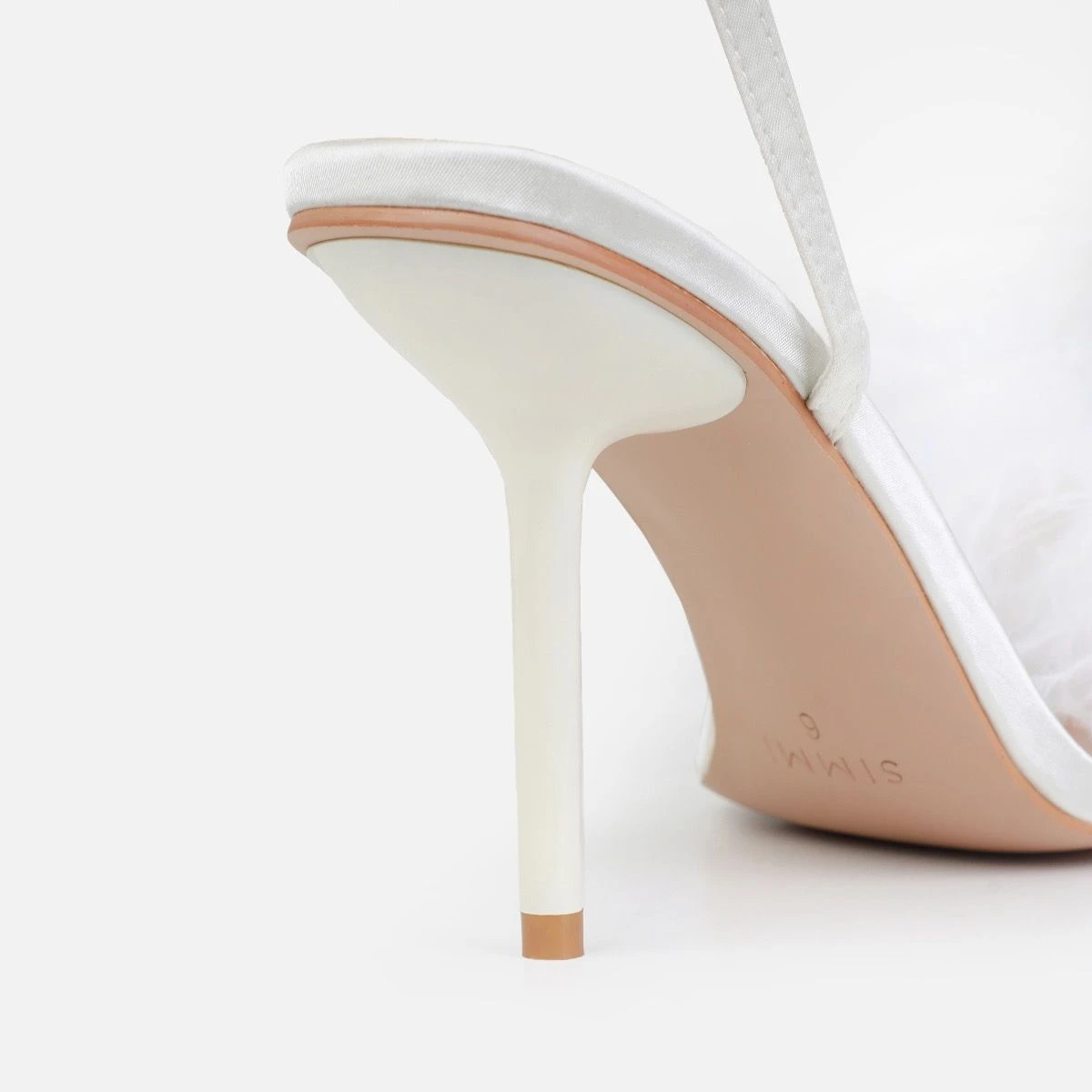 Dionne Crowe Sweetheart Ivory Satin Fluffy Heels - Image 3