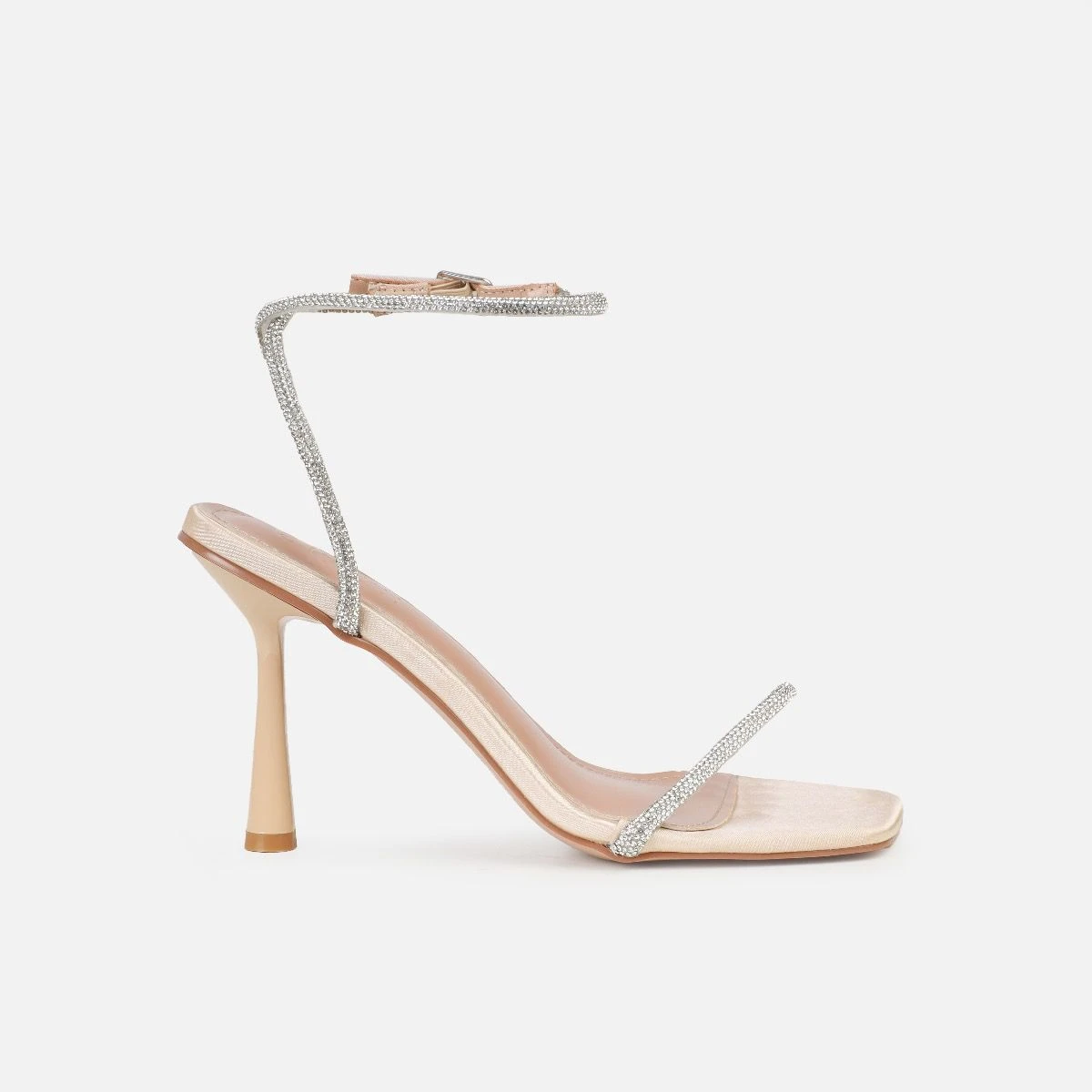 Dionne Crowe Truelove Champagne Satin Strappy Diamante Heels - Image 2